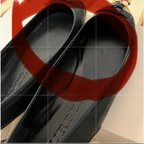 BURBERRY AUTHENTIC HAYMARKET YATES COATED CANVAS LEATHER BALLET… - Picture 13 of 17